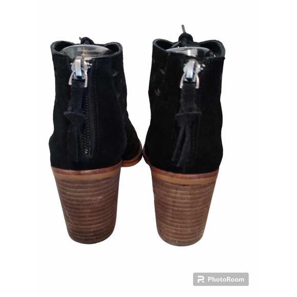 Gianni Bini Black Suede Cutout Lace Up Open Toe Bootie 6 Gorgeous! - Picture 7 of 9